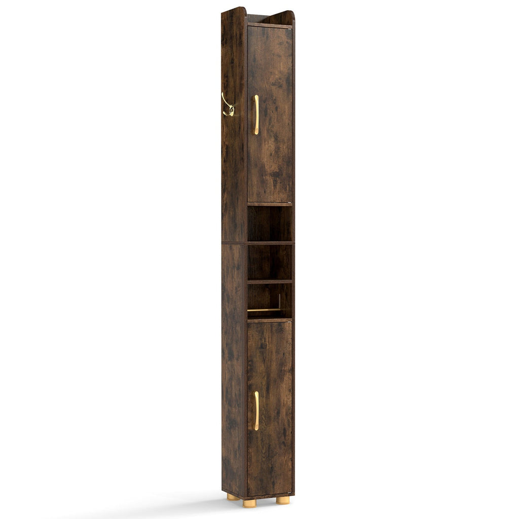 Narrow Bathroom Storage Cabinet with Shelves & Paper Holder
