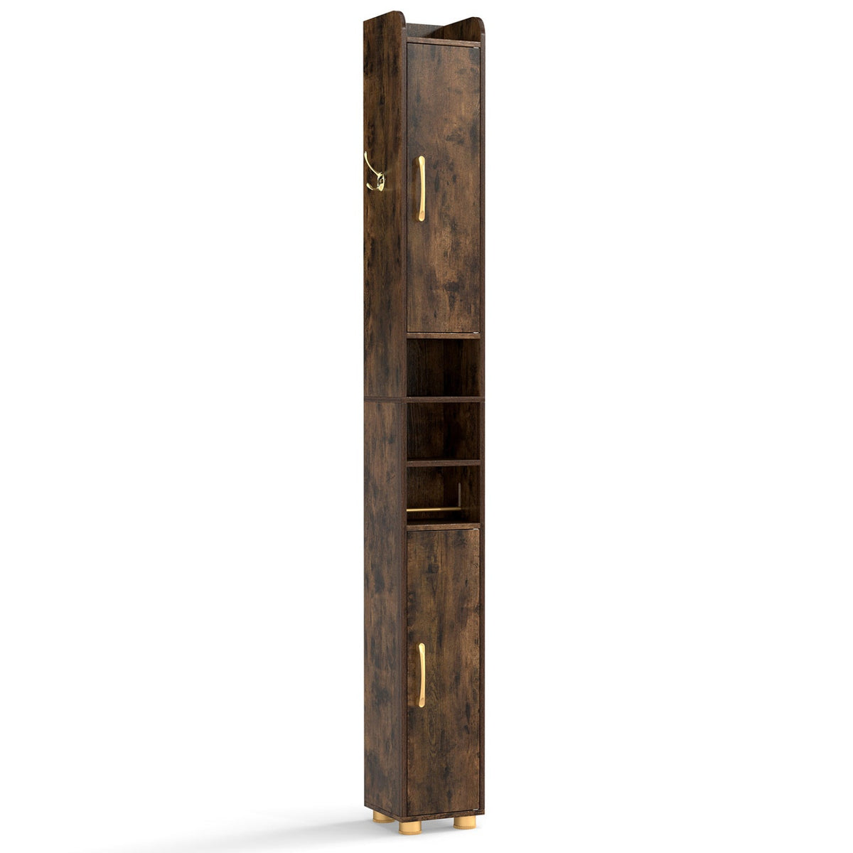 Narrow Bathroom Storage Cabinet with Shelves & Paper Holder