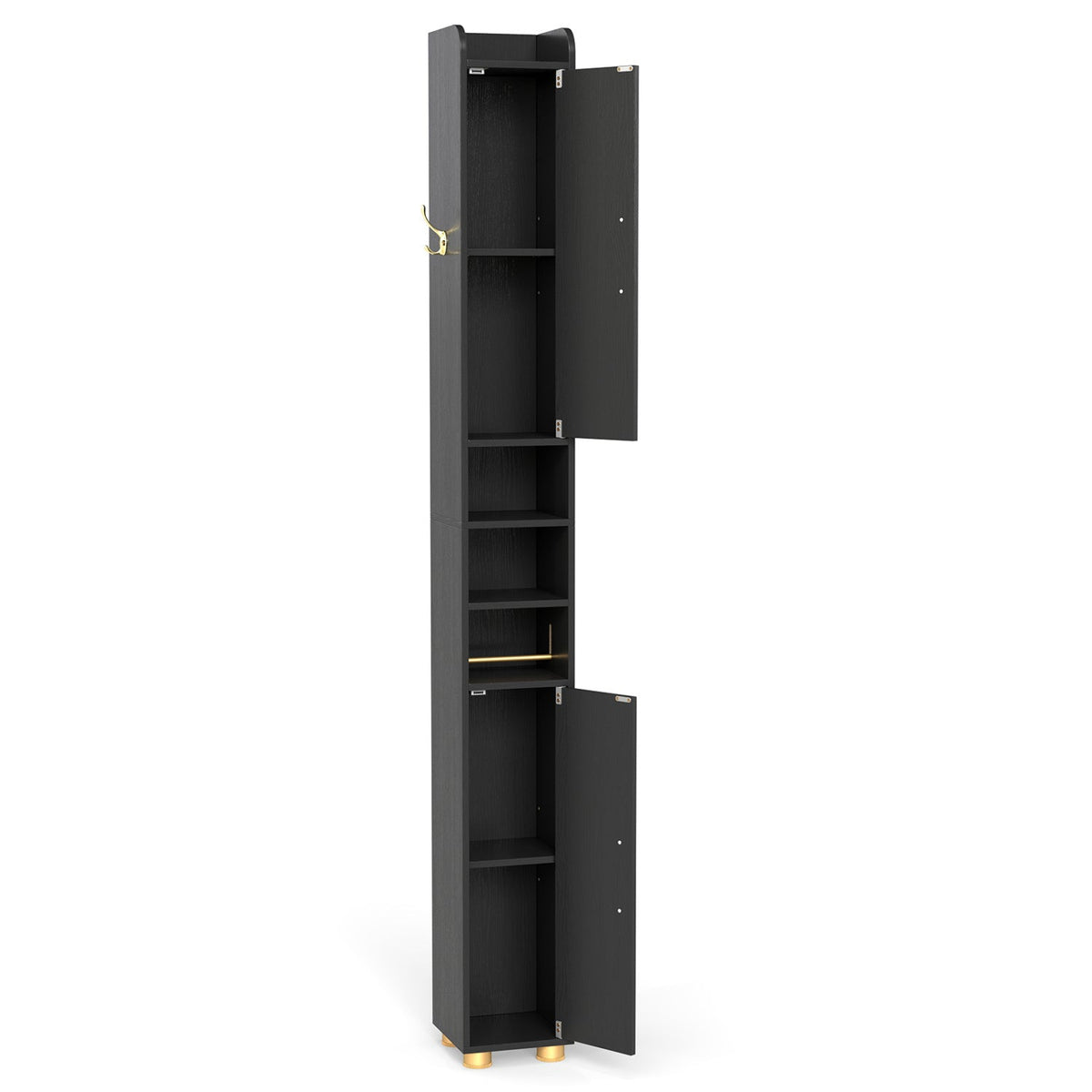 Narrow Bathroom Storage Cabinet with Shelves & Paper Holder