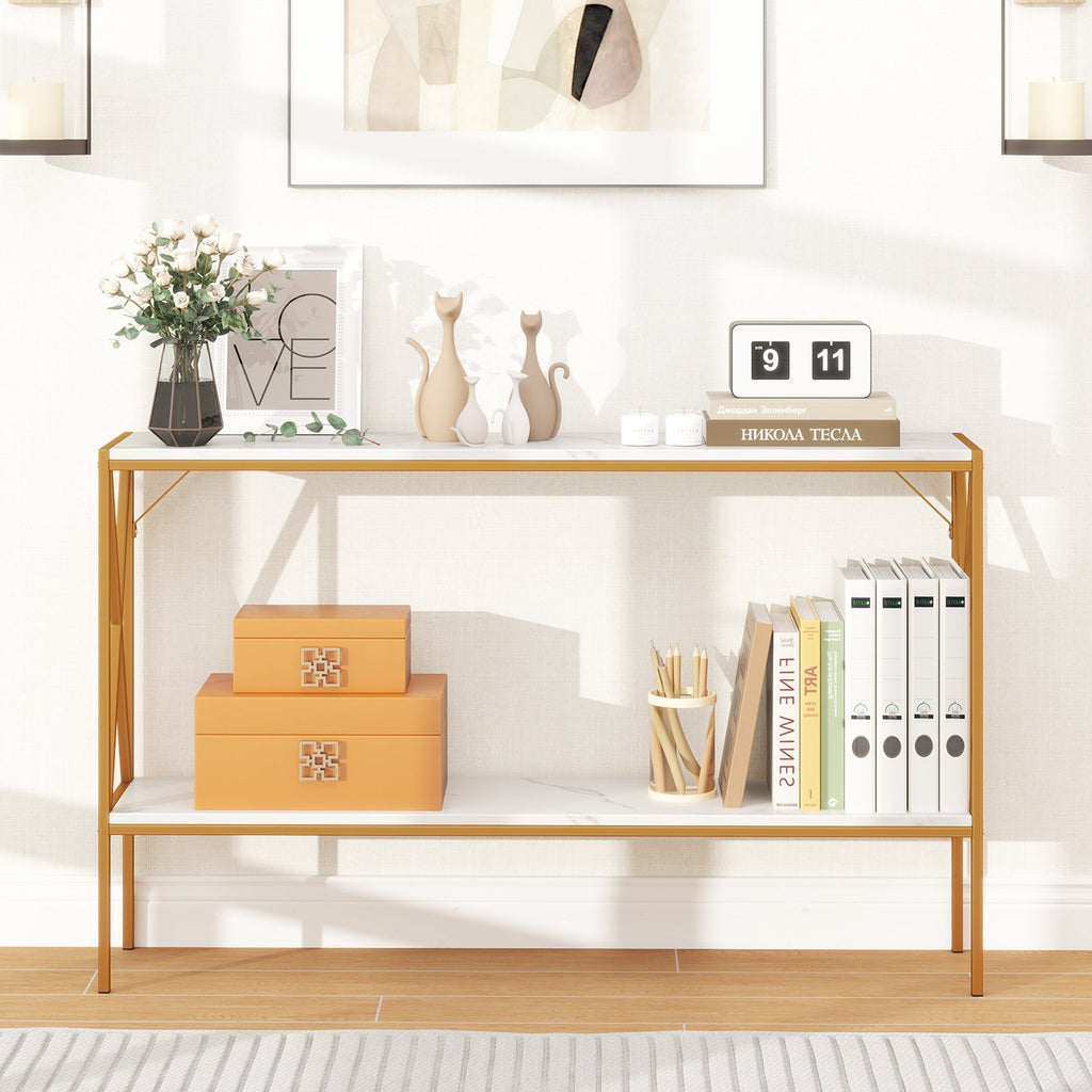 Narrow Console Table 2-Tier Entryway Table with Storage