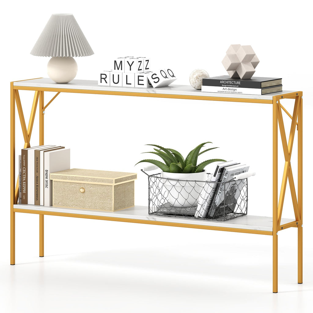Narrow Console Table 2-Tier Entryway Table with Storage