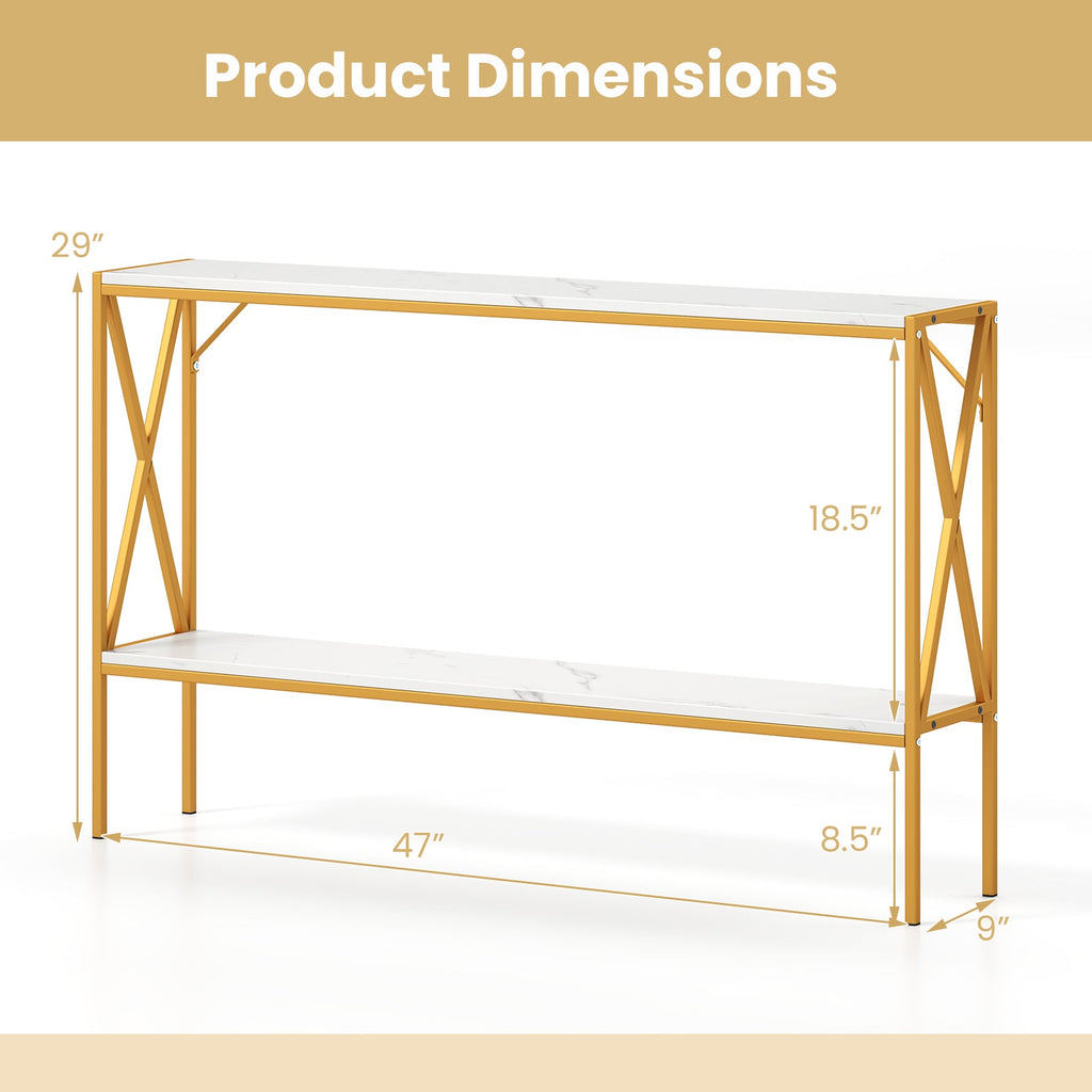 Narrow Console Table 2-Tier Entryway Table with Storage