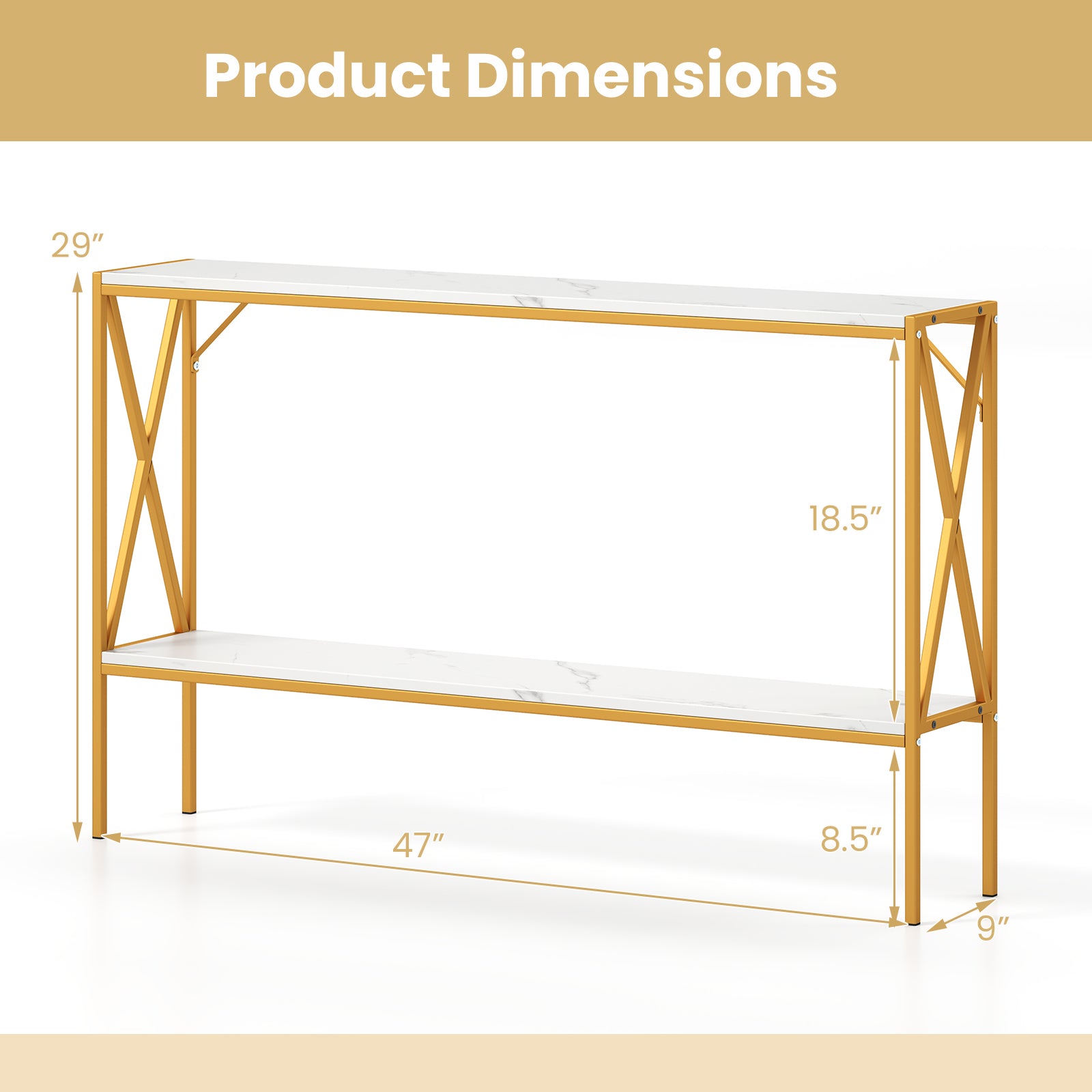Narrow Console Table 2-Tier Entryway Table with Storage