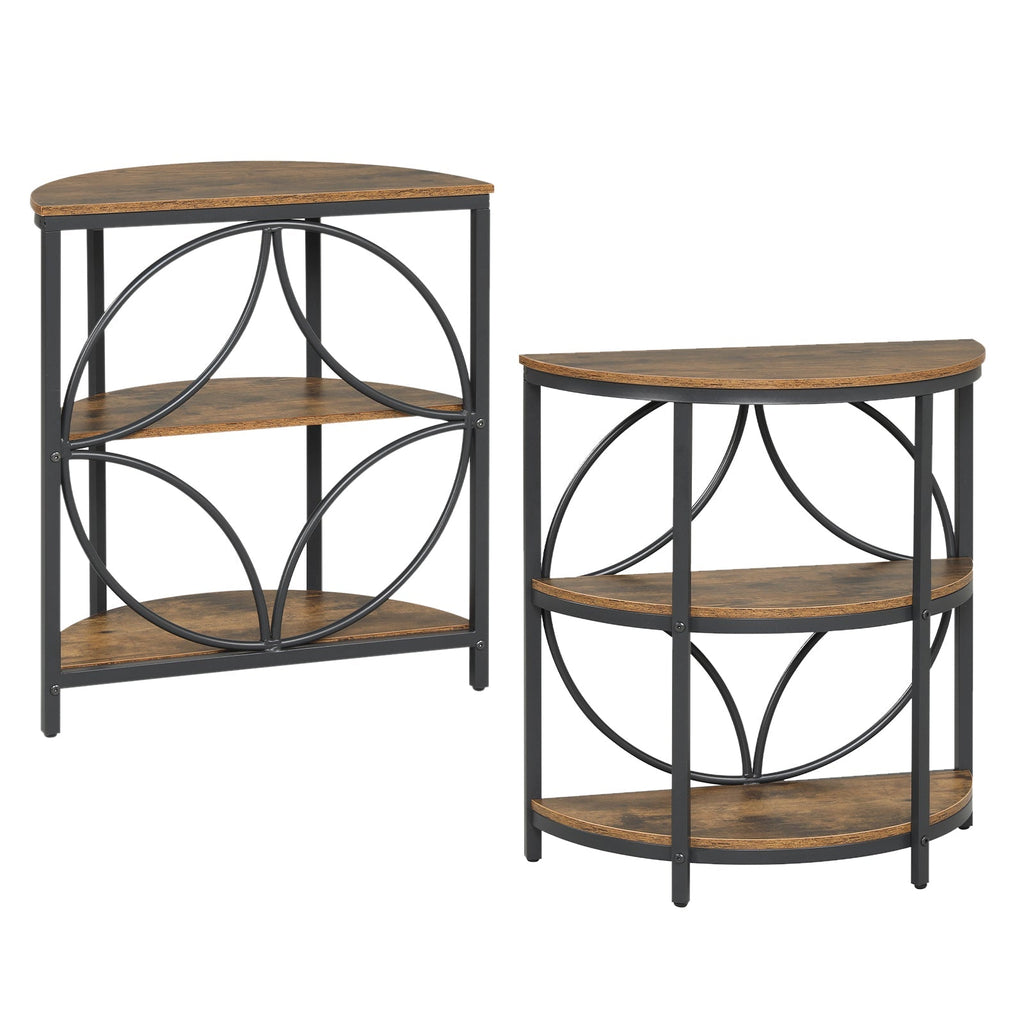 Narrow Side Table with Study Metal Frame and Storage Shelves