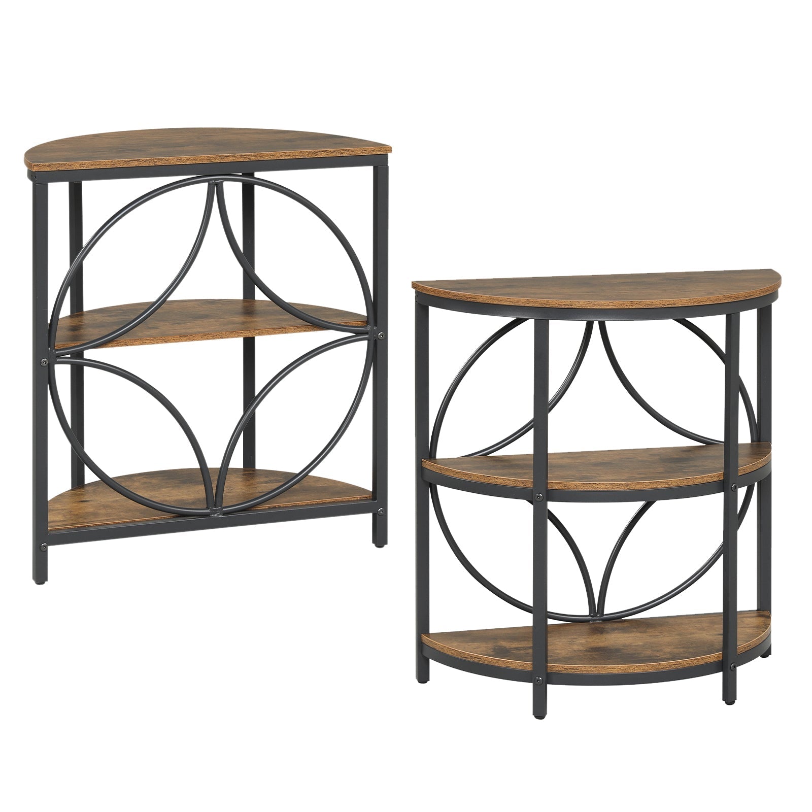 Narrow Side Table with Study Metal Frame and Storage Shelves