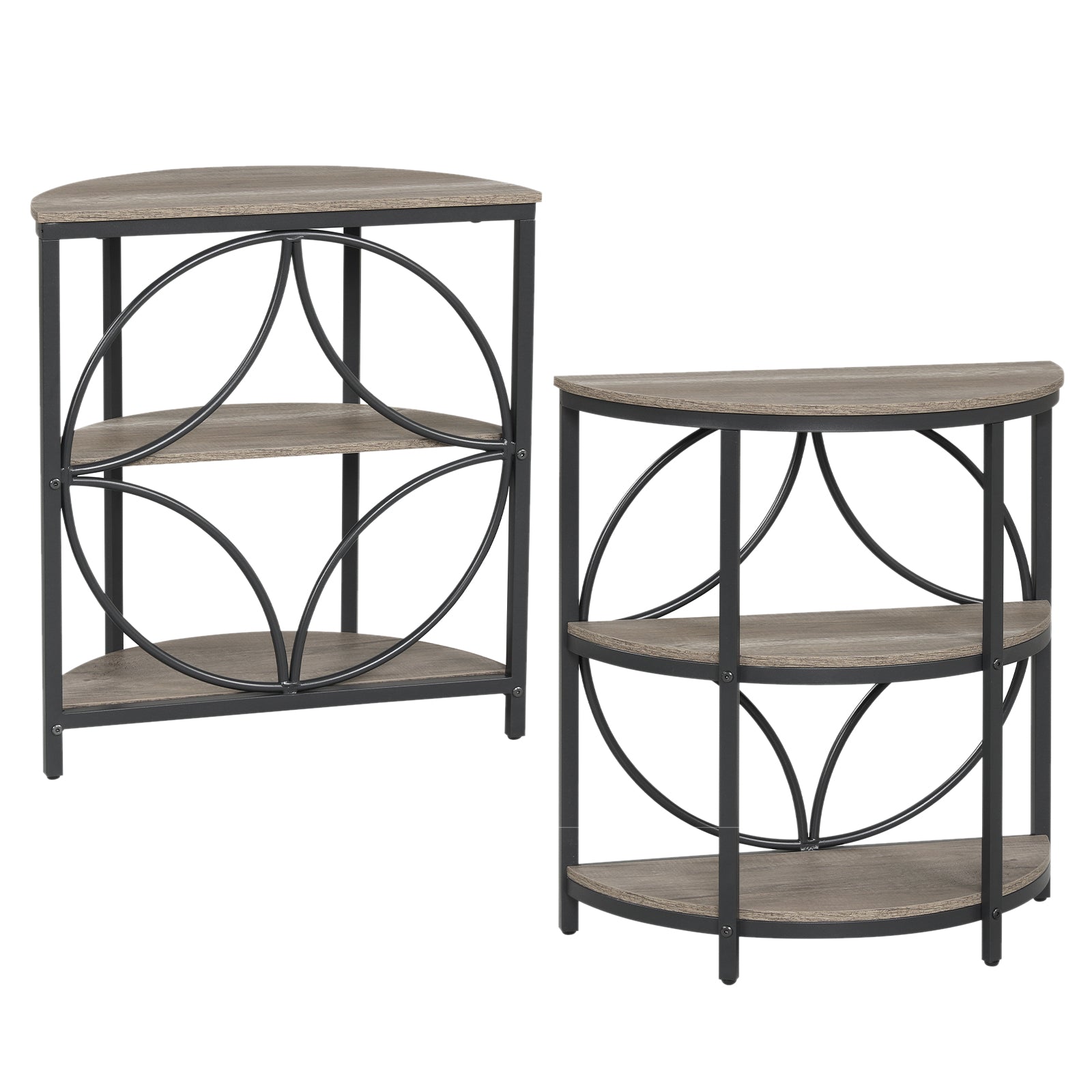 Narrow Side Table with Study Metal Frame and Storage Shelves