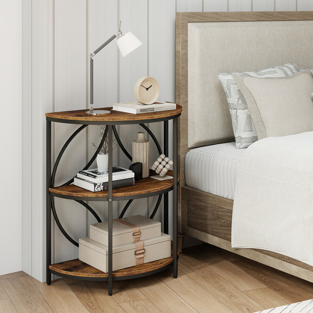 Narrow Side Table with Study Metal Frame and Storage Shelves