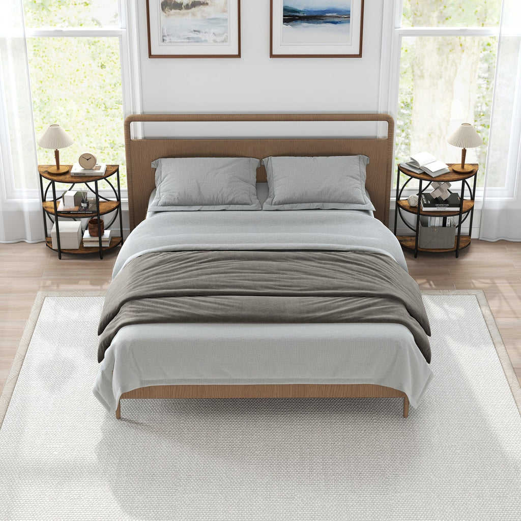 Narrow Side Table with Study Metal Frame and Storage Shelves