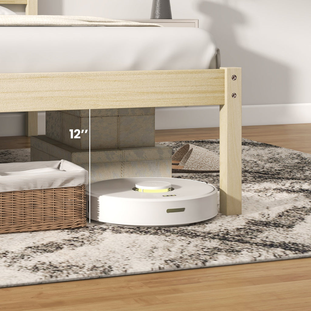 Twin/Full/Queen Size Wooden Bed Frame with Headboard and Slat Support