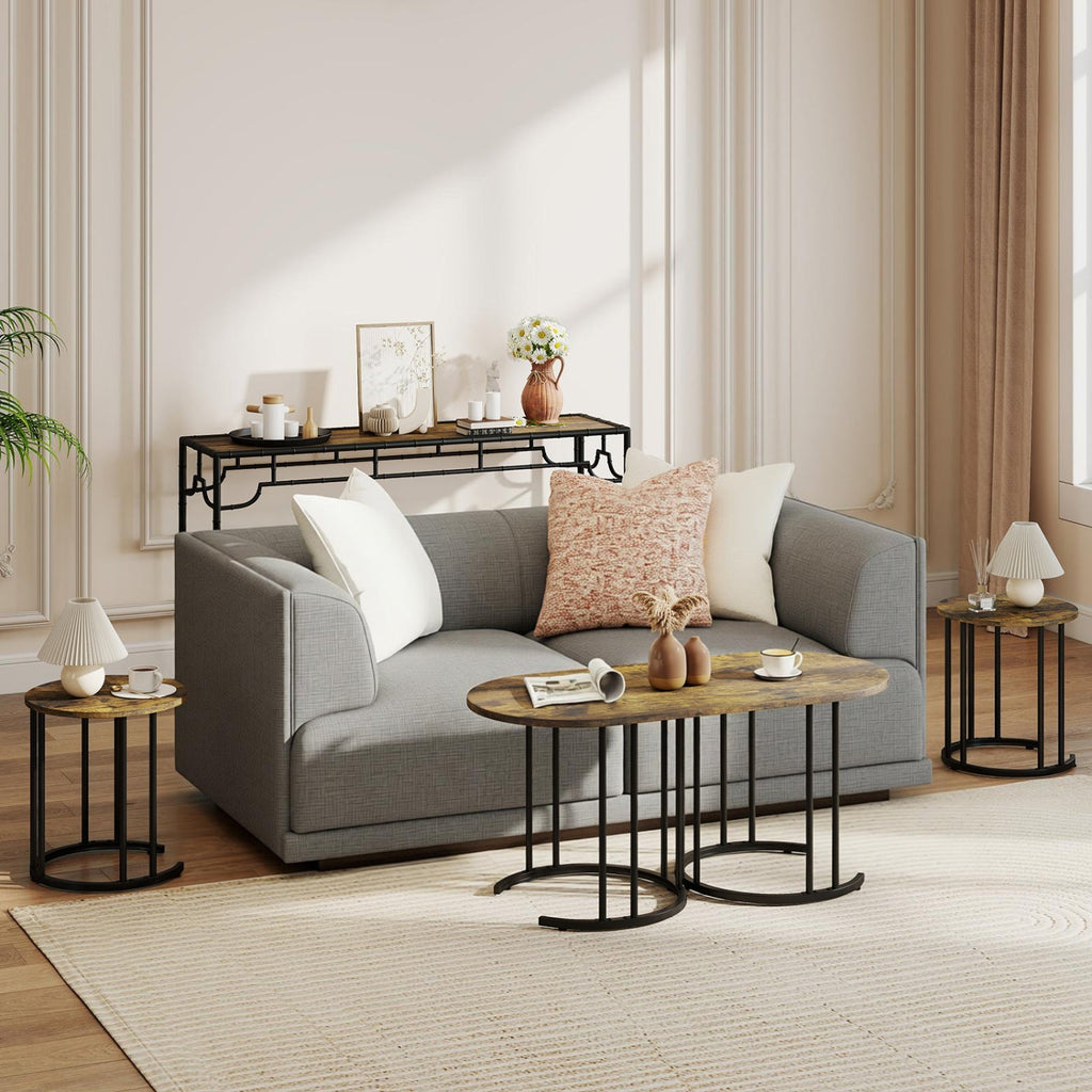 Nesting Coffee Table Set of 3 with Faux Marble Top