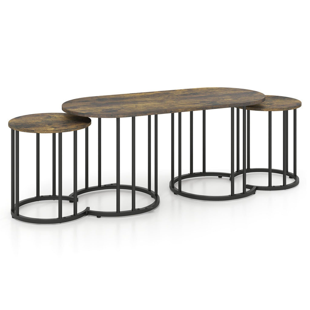 Nesting Coffee Table Set of 3 with Faux Marble Top