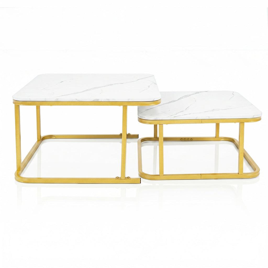 Nesting Coffee Table Set of 2 with Faux Marble Top