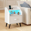 Nightstand with Power Outlets and LED Lighting