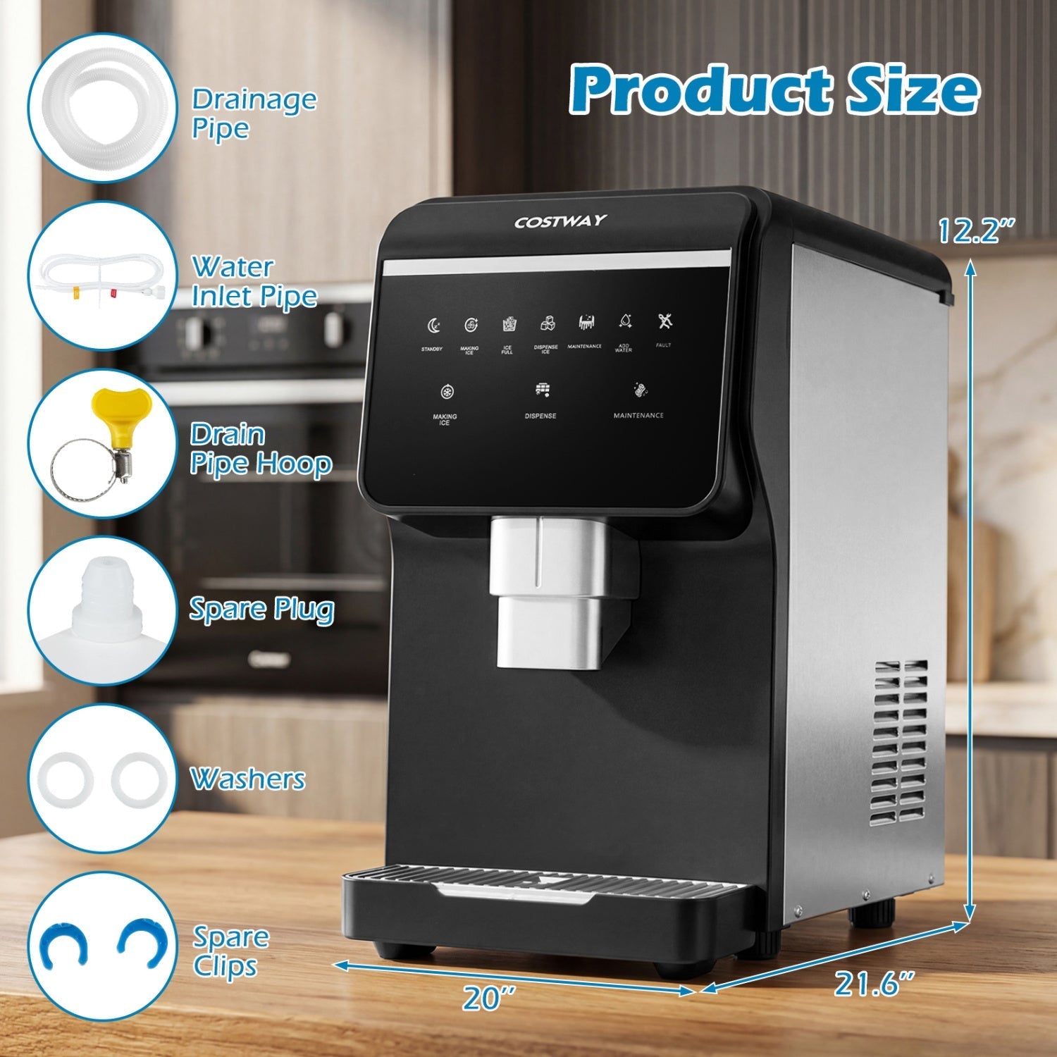 Nugget Ice Maker with Self Dispensing 80 LBS Per Day Chewable Pellet Ice Machine