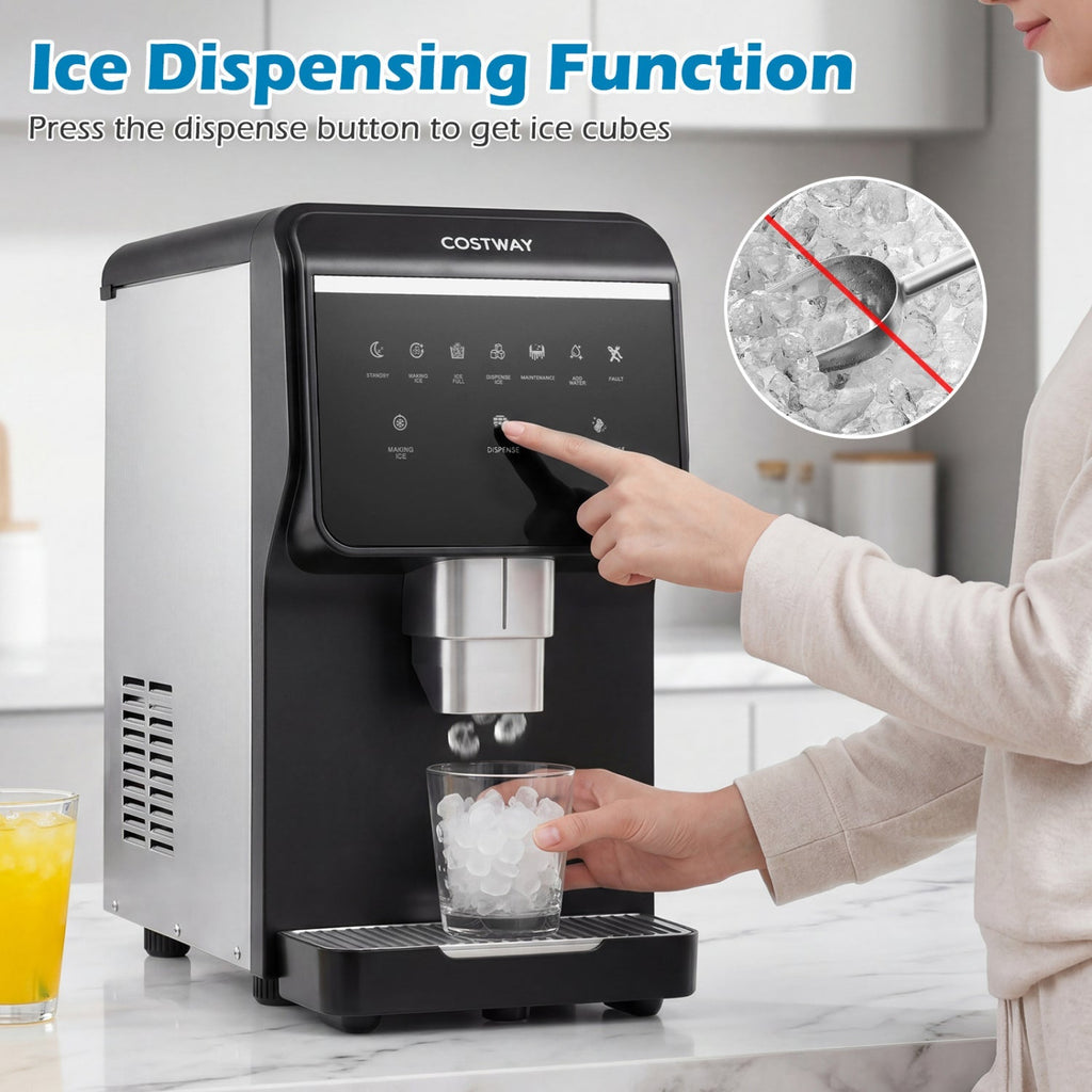 Nugget Ice Maker with Self Dispensing 80 LBS Per Day Chewable Pellet Ice Machine