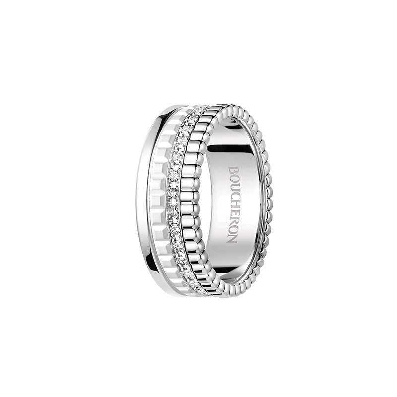 Rose Gold Full Diamond Ceramic Good Luck Comes Rings