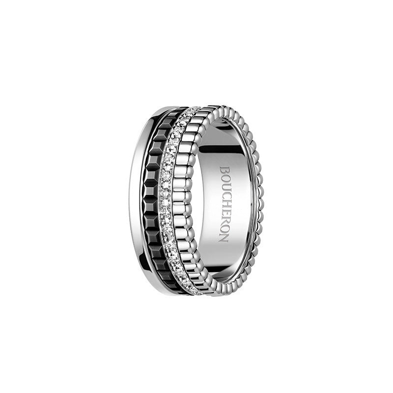 Rose Gold Full Diamond Ceramic Good Luck Comes Rings