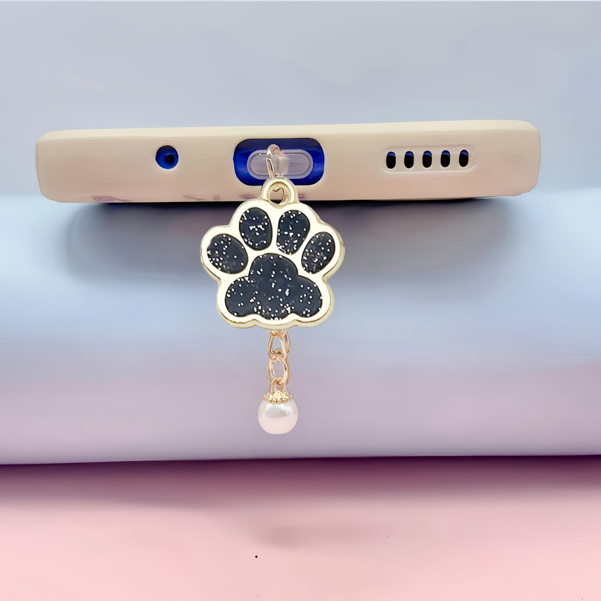 Cat Dog's Paw Mobile Phone Charging Port Dust Plug Golden Pendants