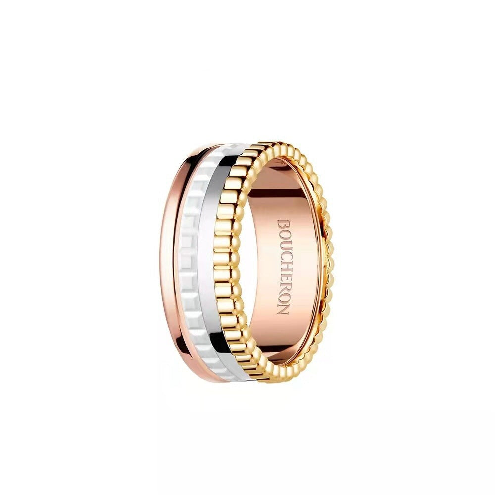 Rose Gold Full Diamond Ceramic Good Luck Comes Rings
