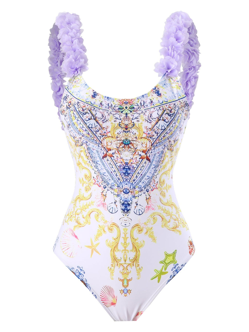 One Piece Printed Skirt Conservative Swimwear Two Piece Women Swimsuit
