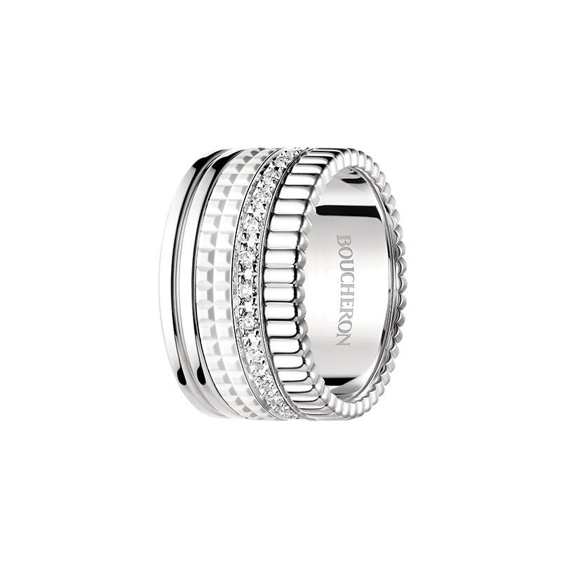 Rose Gold Full Diamond Ceramic Good Luck Comes Rings