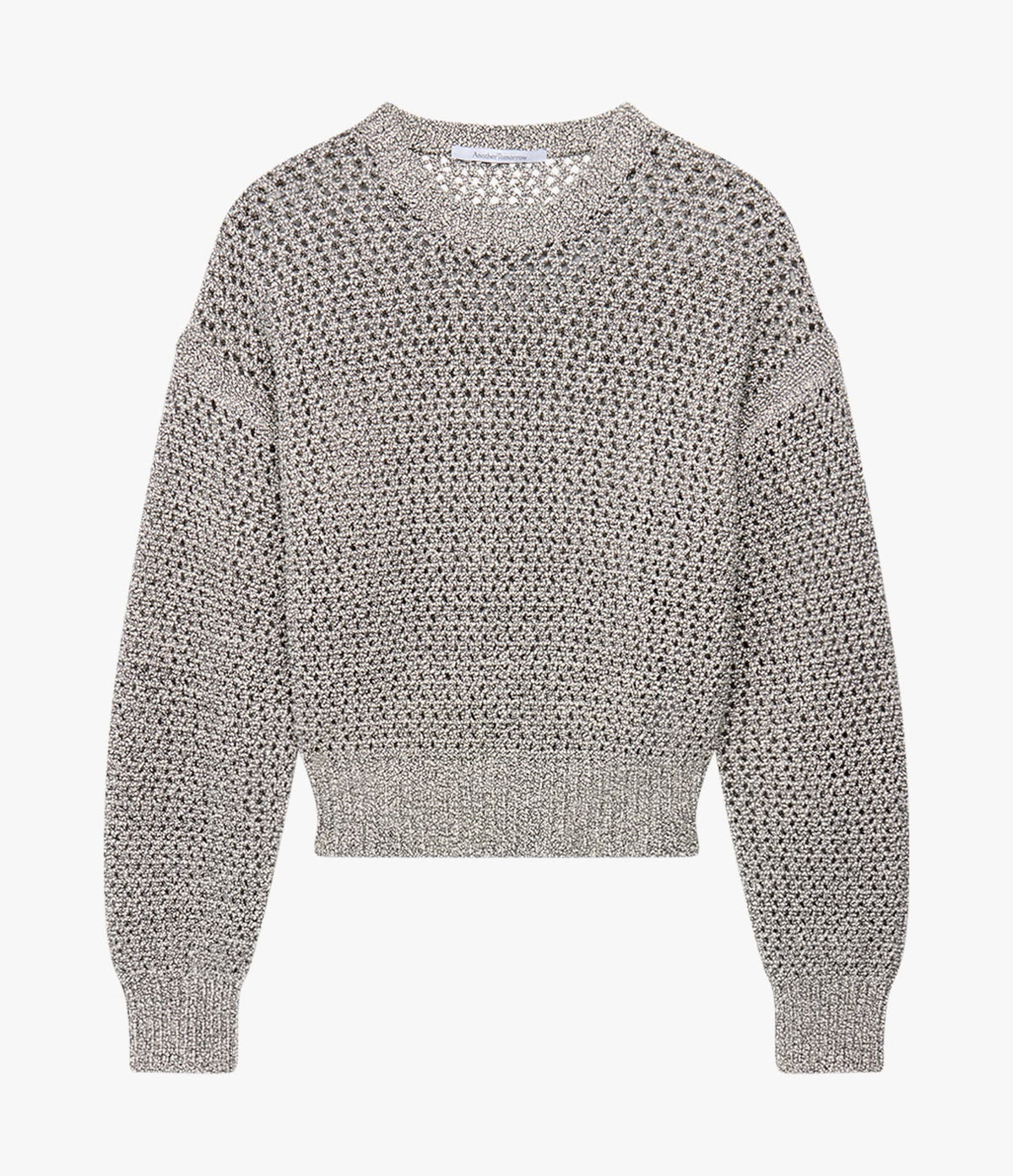 Open Knit Crewneck | Black Ecru
