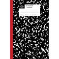 A5 Notebook Hardback: Black and Red Spine Marble Wide Rule Journal - Hardcover