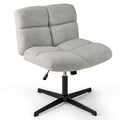 Office Armless Chair Cross Legged with Imitation Lamb Fleece and Adjustable Height