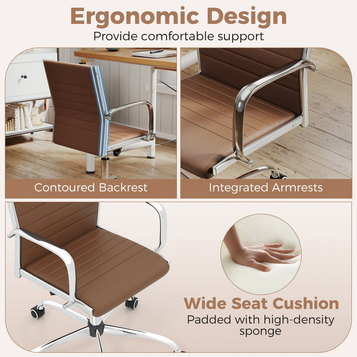 Height Adjustable Office Chair with Rocking Backrest