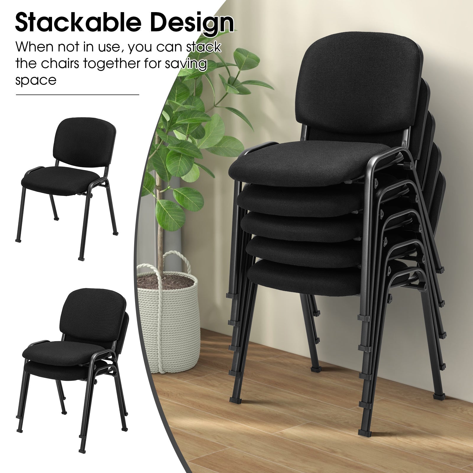 Office Chair with Metal Frame and Padded Cushions for Conference Room