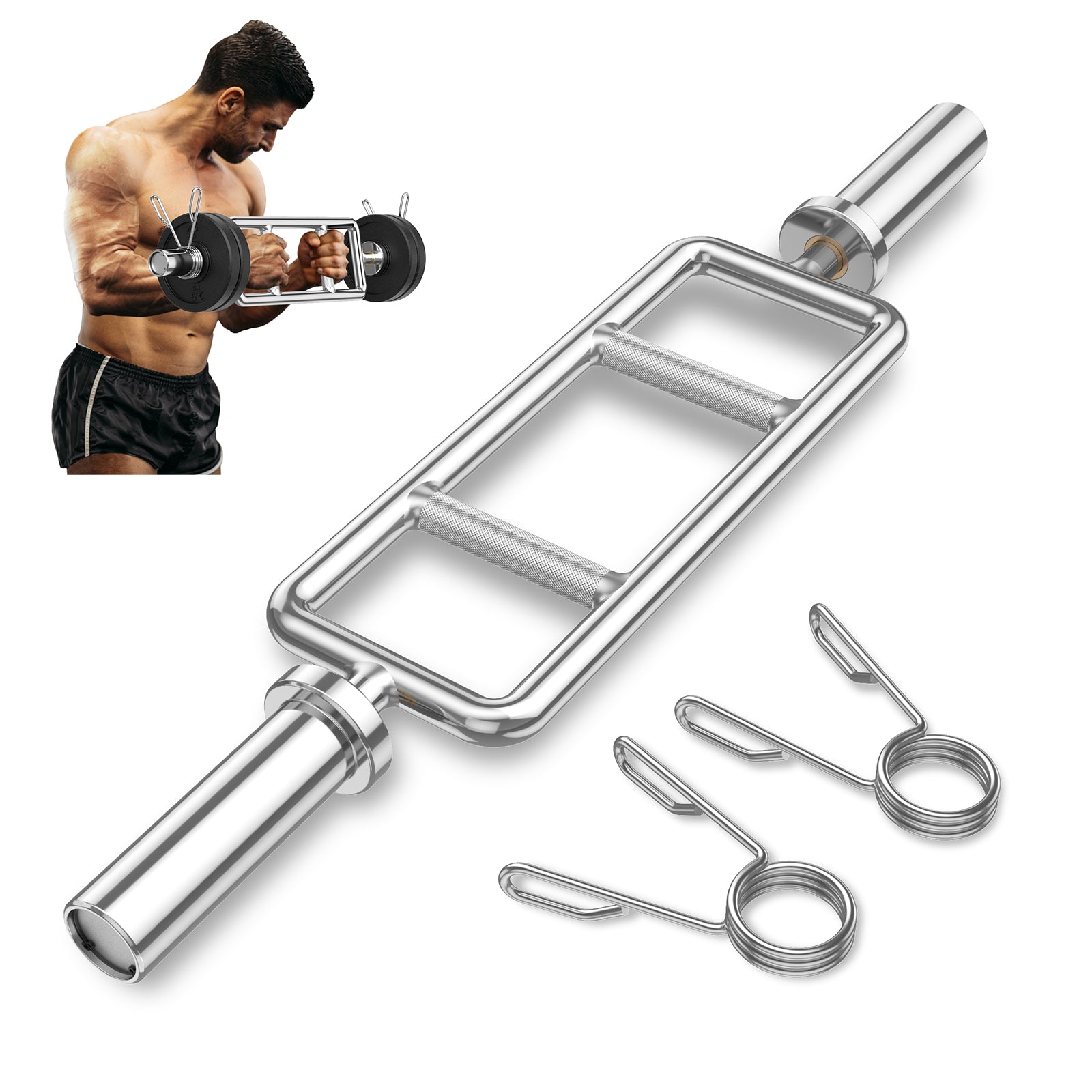 700 LBS Olympic Triceps Bar with Knurled Handles for Squats Deadlifts Shrugs
