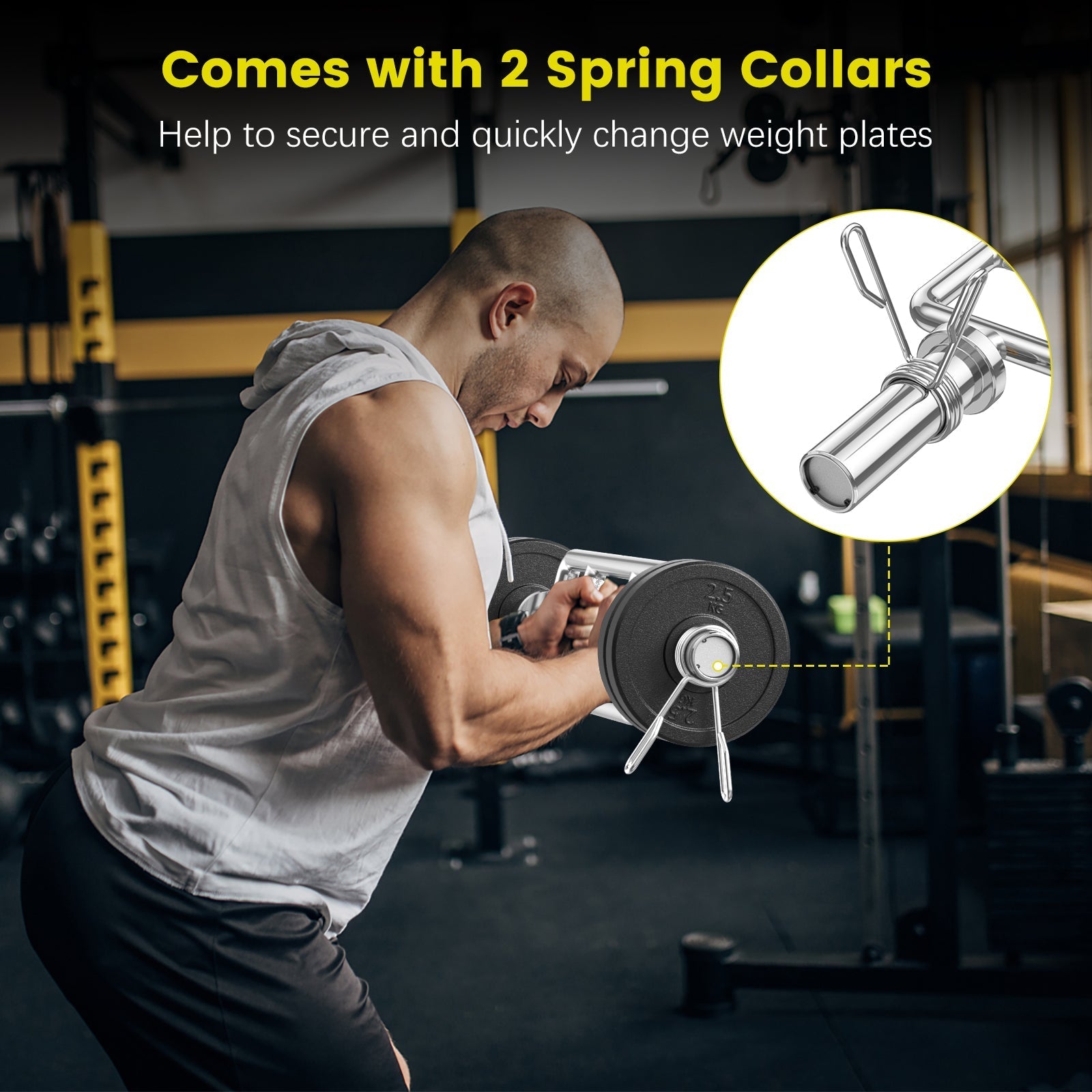 700 LBS Olympic Triceps Bar with Knurled Handles for Squats Deadlifts Shrugs