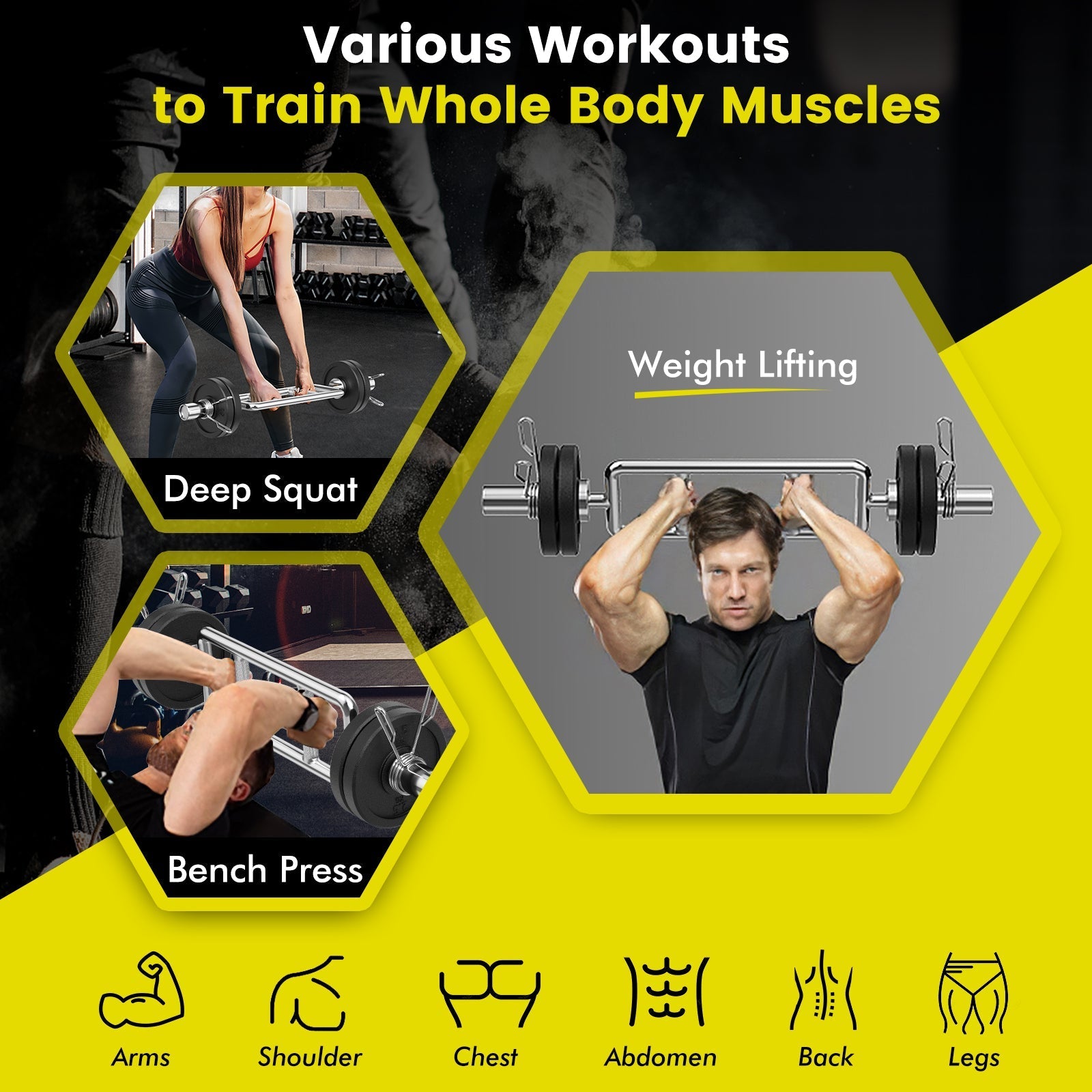 700 LBS Olympic Triceps Bar with Knurled Handles for Squats Deadlifts Shrugs