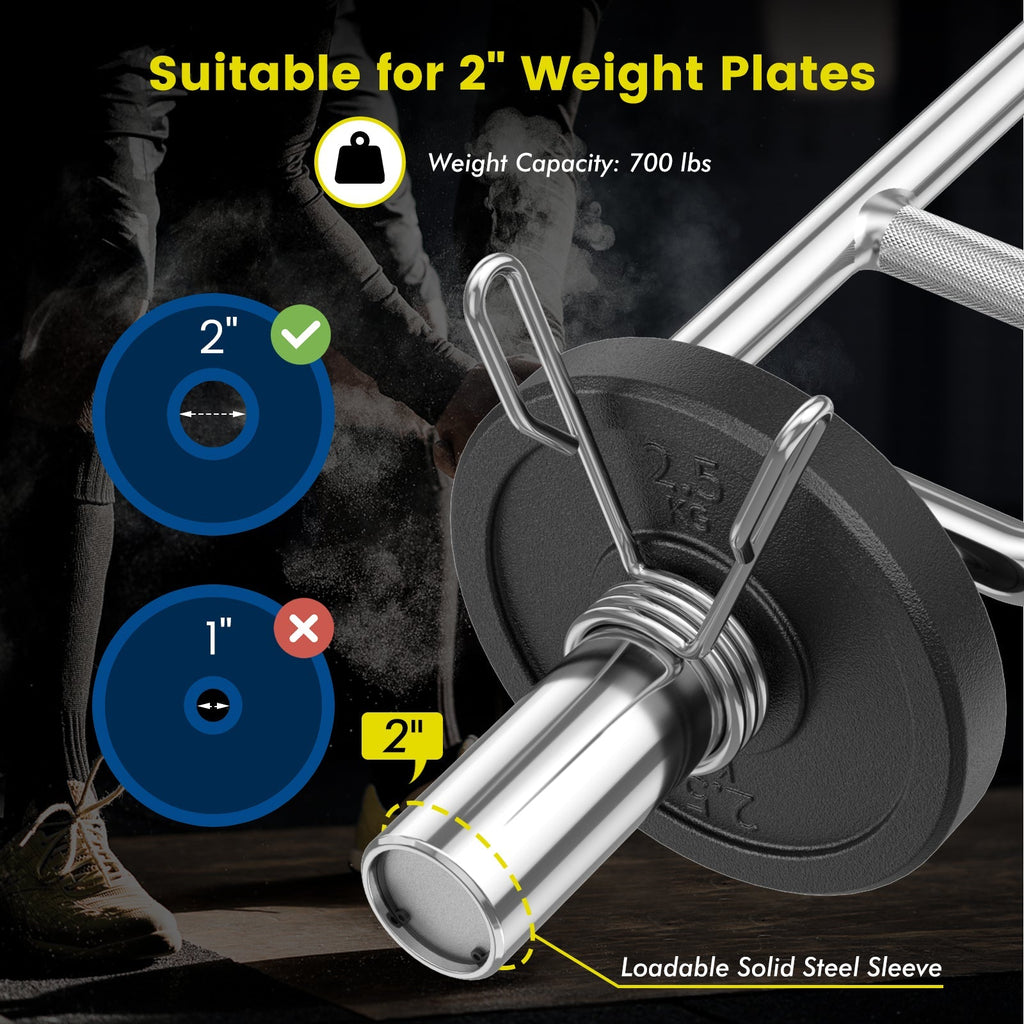 700 LBS Olympic Triceps Bar with Knurled Handles for Squats Deadlifts Shrugs