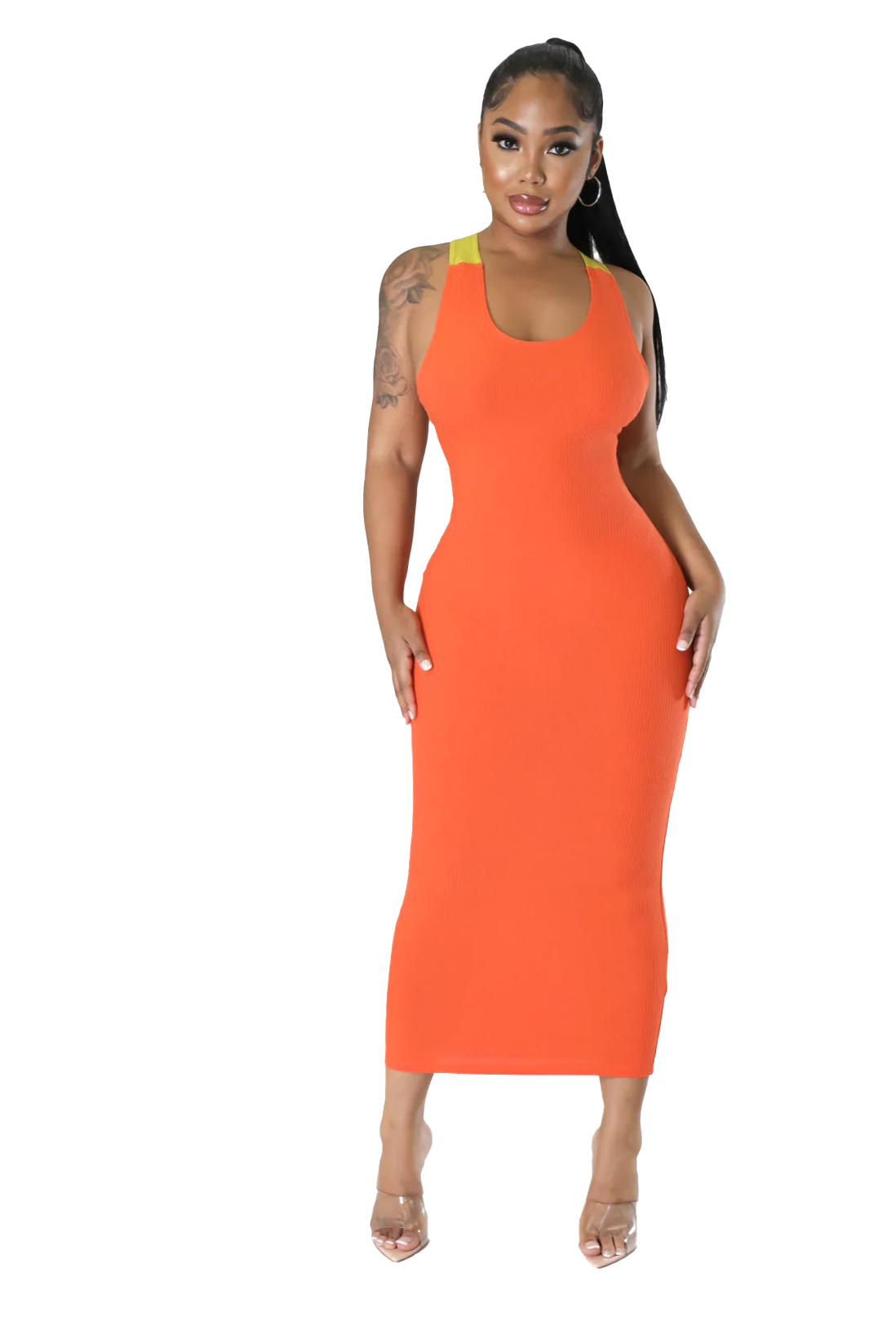 Ribbed Tank Criss Crossed Back Tie Dress