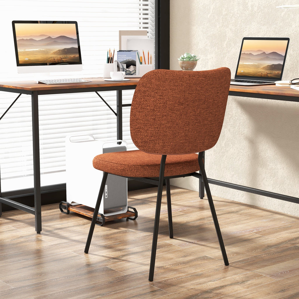 Set of 2 Modern Armless Dining Chairs with Linen Fabric