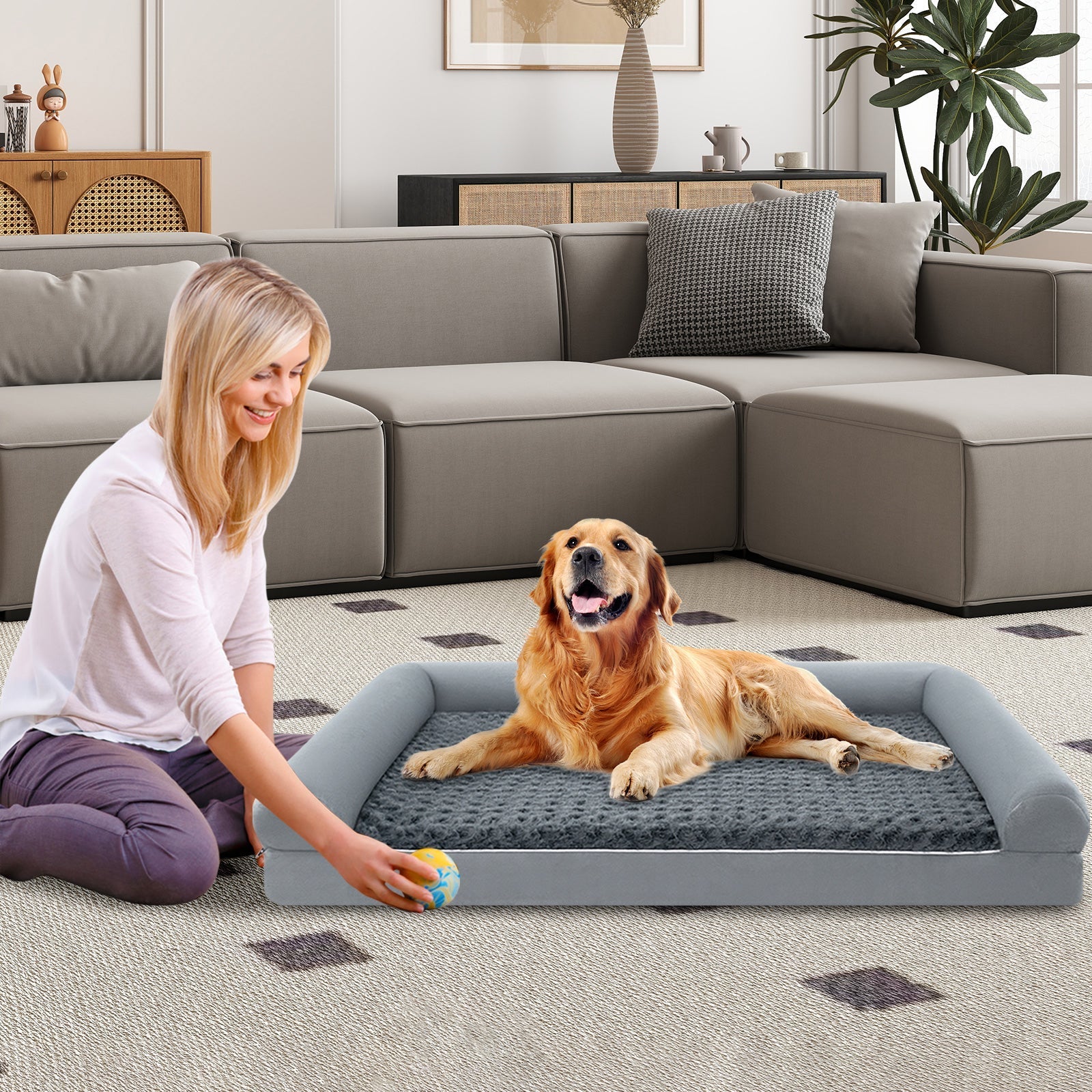 Orthopedic Foam Dog Bed Large Dog Sofa Couch with Removable Cover