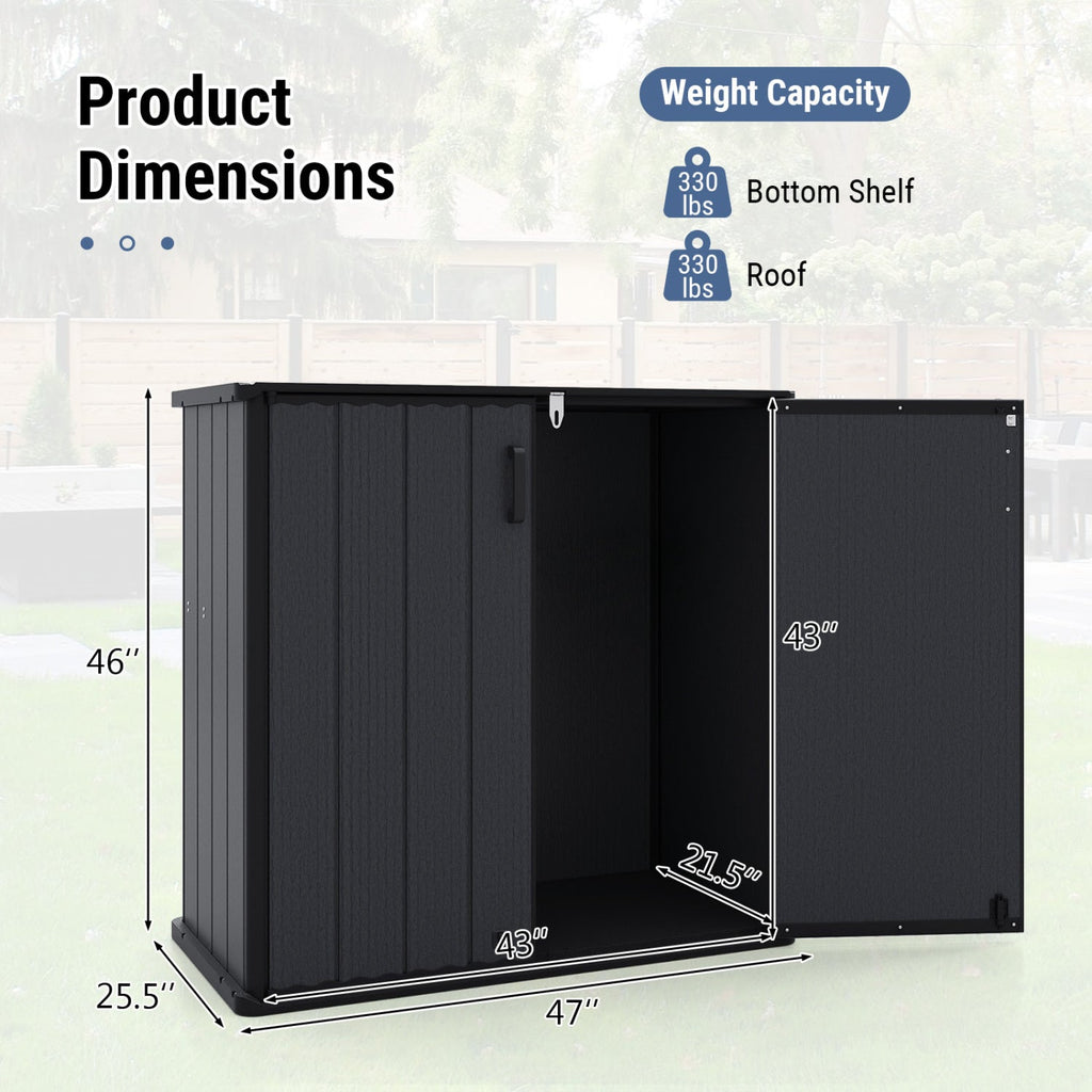 Outdoor Storage Box 23.5 Cu Ft Lockable with Floor - Black