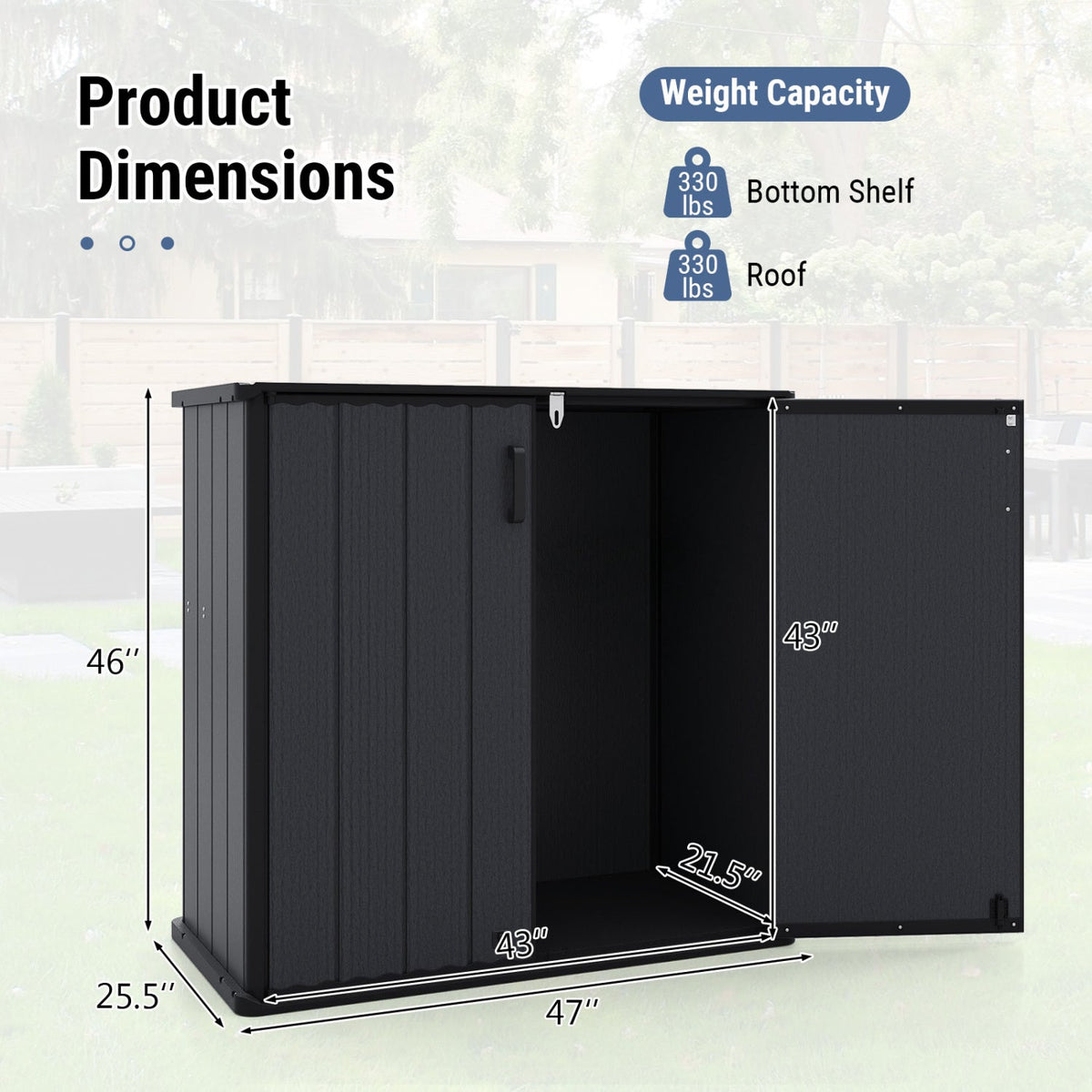 Outdoor Storage Box 23.5 Cu Ft Lockable with Floor - Black