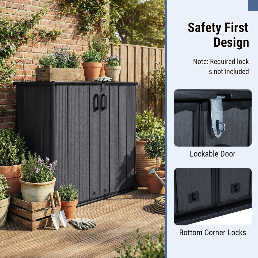 Outdoor Storage Box 23.5 Cu Ft Lockable with Floor - Black