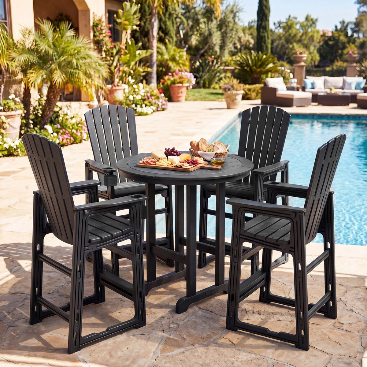 Outdoor Bar Stool 29" Height with Backrest and Armrests