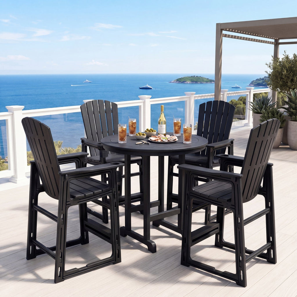 Outdoor Bar Stool 29" Height with Backrest and Armrests