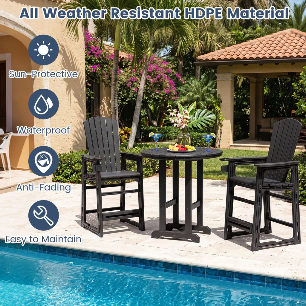 Outdoor Bar Stool 29" Height with Backrest and Armrests