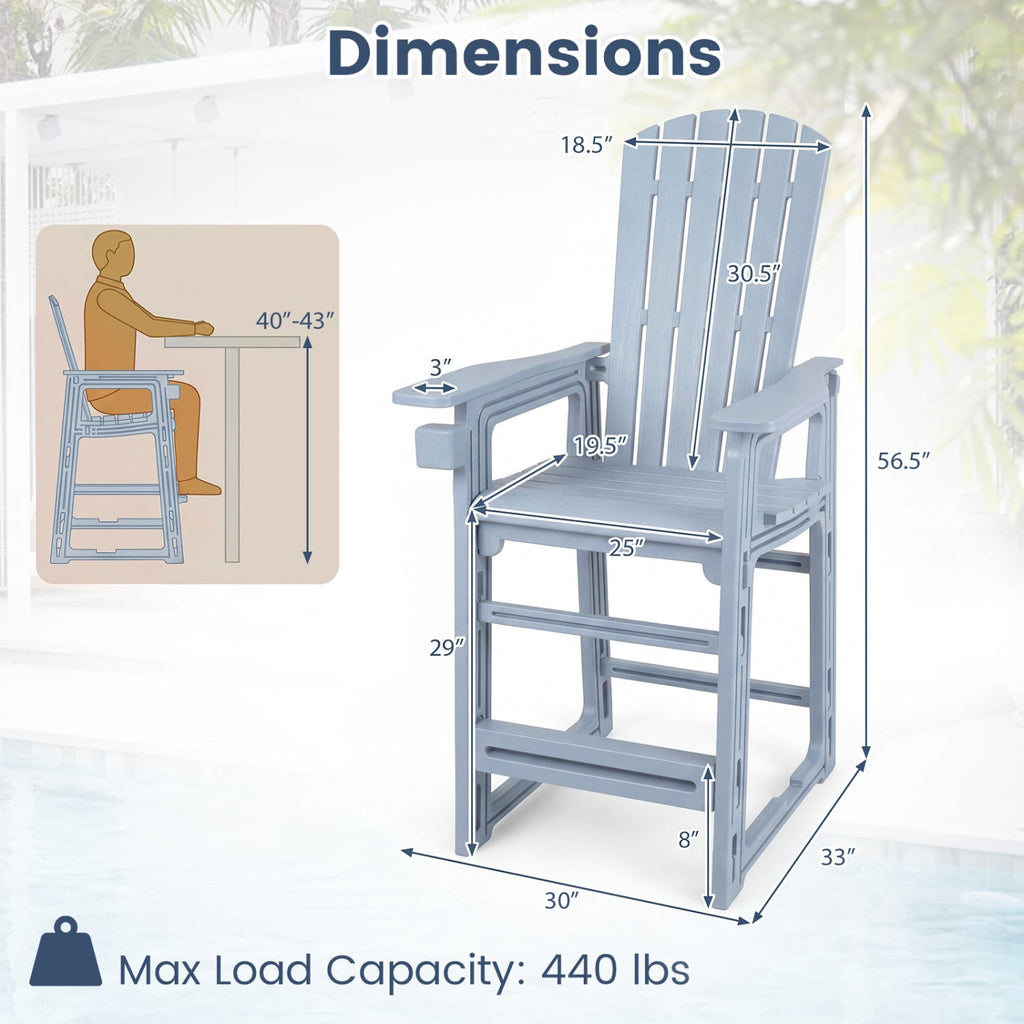 Outdoor Bar Stool 29" Height with Backrest and Armrests
