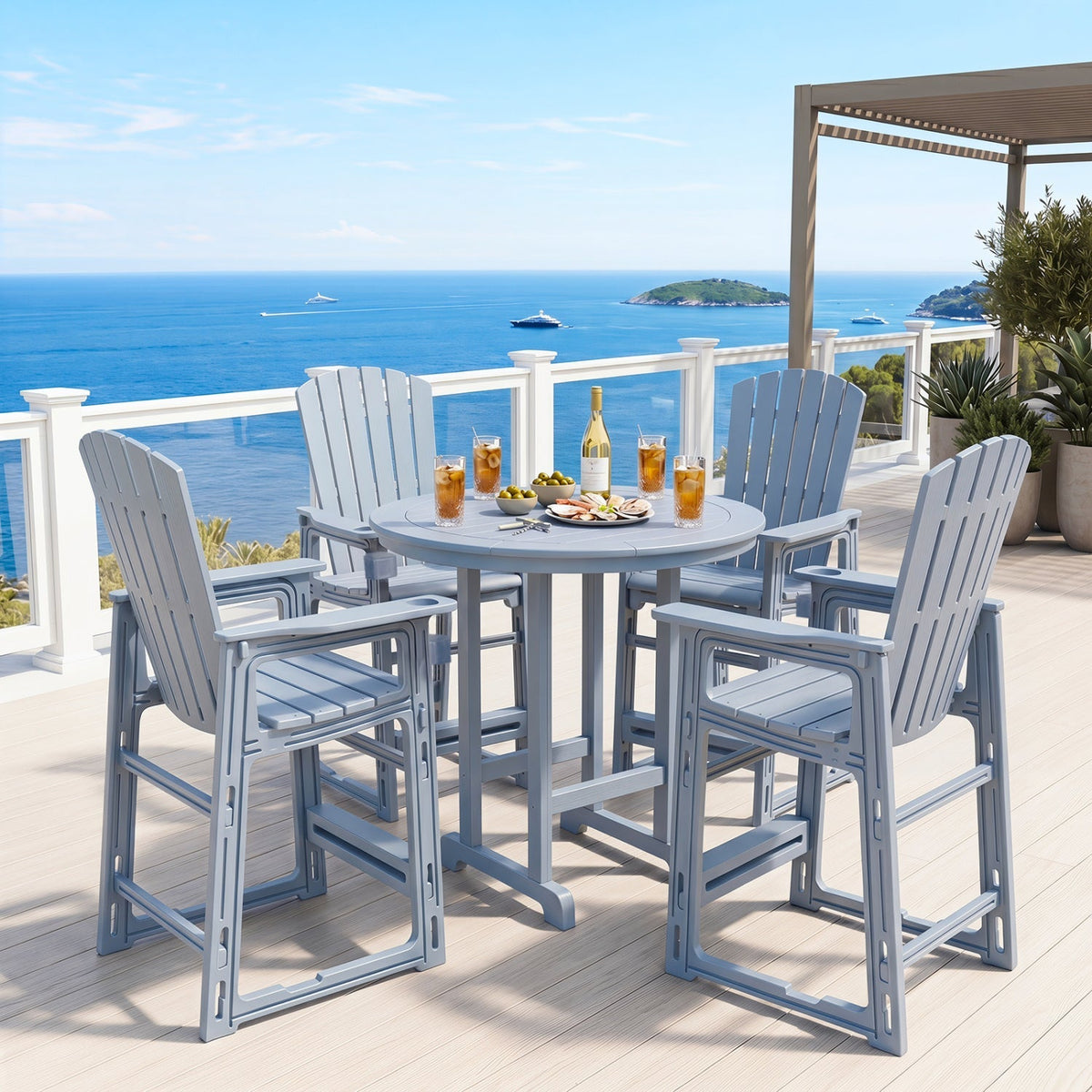 Outdoor Bar Stool 29" Height with Backrest and Armrests