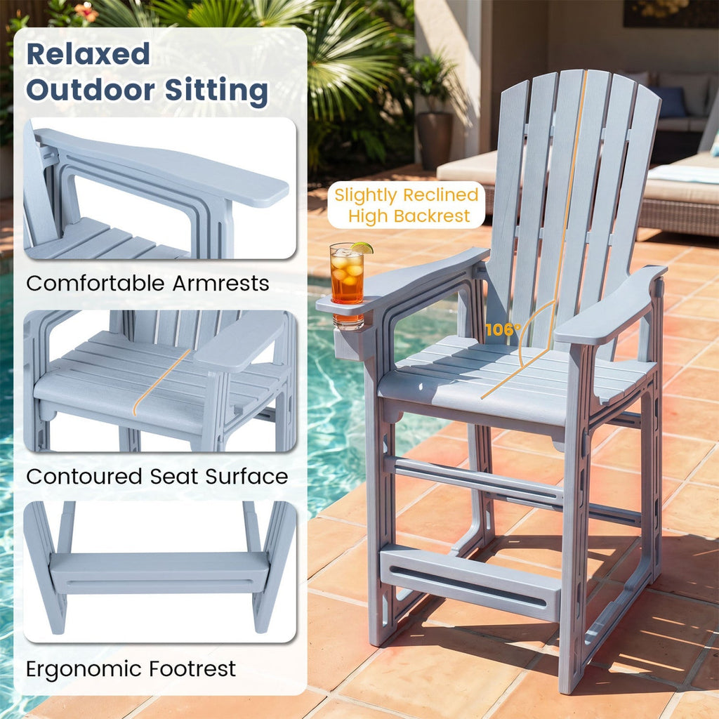Outdoor Bar Stool 29" Height with Backrest and Armrests