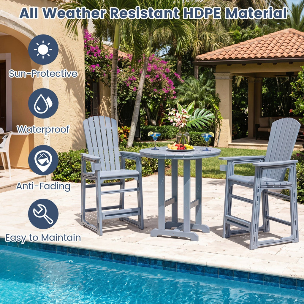 Outdoor Bar Stool 29" Height with Backrest and Armrests