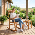 Acacia Wood Rocking Chair with High Back for Patio