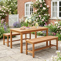 Acacia Wood Patio Bench for 2 with Slatted Seat