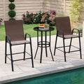 Outdoor Bar Stools Set of 2 29 Inch Fabric Bar Height Stools with Armrests